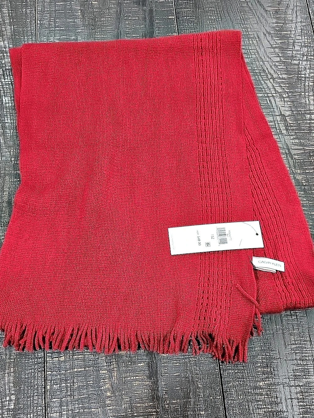 Calvin Klein Red Fringe Scarf (DEEPER RED/MAROON THEN PICTURE) NWT